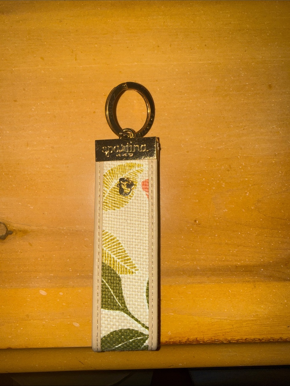 Spartina 449 Floral Canvas Key Fob in Cream, Green, Yellow